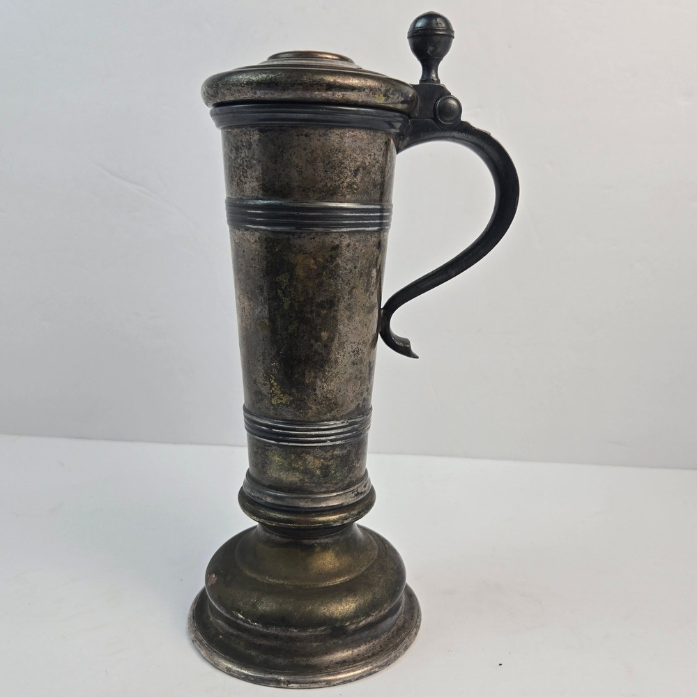 Reed & Barton 0510 Silver Plated Lidded Stein Tankard Tall Vintage Patina 11.5in